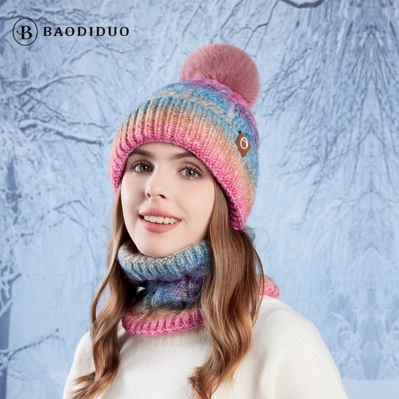 欧美新款秋冬季渐变毛球针