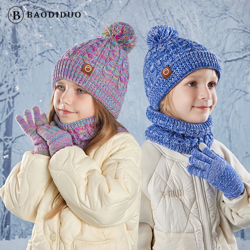 冬季保暖毛绒儿童围巾帽子