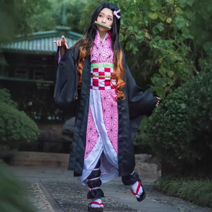 鬼灭之刃cos服祢豆子儿童祢豆子cosplay服装竹筒弥豆子cos服cos