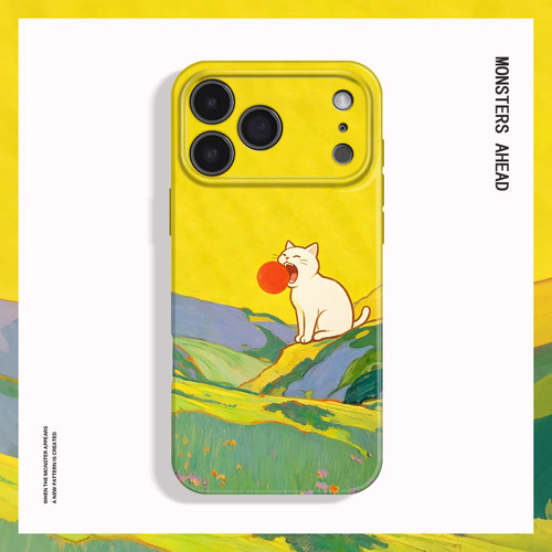 复古油画猫咪太阳适用苹果17 16 15 14 13 12 11手机壳nova10华为mate80 p70 60 50 40 30一加15T红米K90防摔