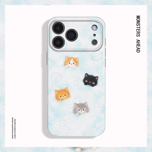 云朵泡泡毛绒小猫防摔手机壳