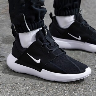 黑色男鞋耐克跑步鞋2026新款轻便一脚蹬透气缓震网面男休闲运动鞋