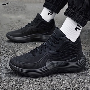 Nike耐克鞋子厚底篮球鞋春季新款运动鞋轻便男鞋黑色跑步鞋IH1105