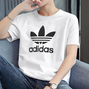 阿迪达斯三叶草短袖男2025夏季运动服半袖休闲纯棉透气T恤H06644