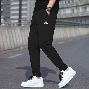 阿迪达斯休闲裤男士直筒运动男裤冰丝速干夏季薄款男生长裤子男款