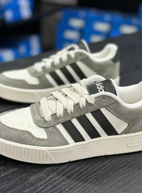 阿迪达斯板鞋男鞋夏季新款复古百搭休闲鞋灰色低帮时尚轻便运动鞋