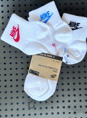 白色袜子Nike耐克针织棉质中筒袜男袜透气运动袜新款女短袜DX5074