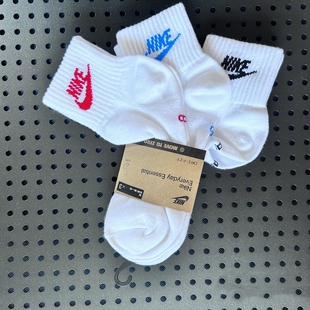 白色袜子Nike耐克针织棉质中筒袜男袜透气运动袜新款女短袜DX5074