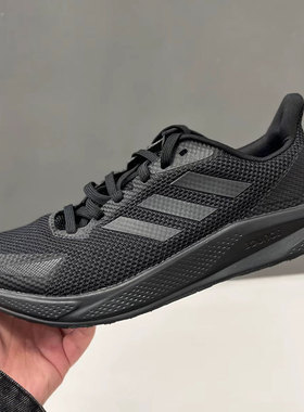 阿迪达斯跑步鞋男夏季新款透气黑色轻便男士耐磨网面男鞋FZ2047
