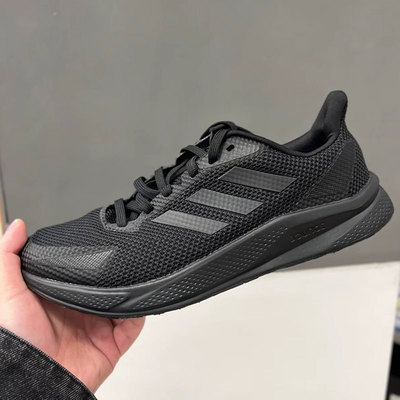 阿迪达斯跑步鞋男夏季新款透气黑色轻便男士耐磨网面男鞋FZ2047