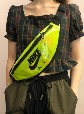 耐克果冻包休闲运动斜挎包荧光绿