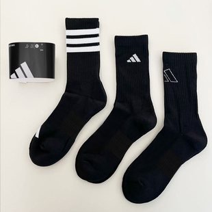 情侣中筒袜女袜 保暖篮球运动袜男三双装 阿迪达斯袜子男女冬季 新款