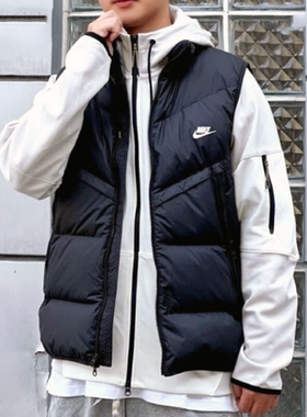 Nike耐克冬季新款羽绒马甲男上衣防风保暖运动背心厚款外套FB8184