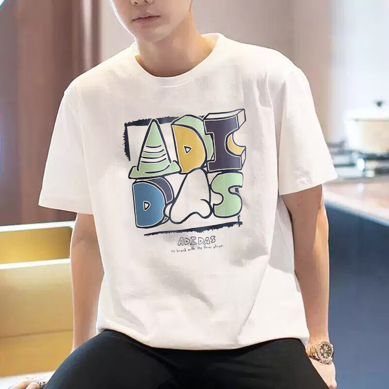 adidas阿迪达斯短袖男夏季宽松大码纯棉半袖篮球运动白T恤JN4888
