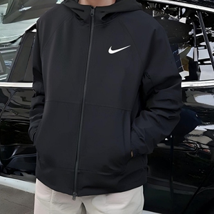 Nike耐克梭织外套冬季新款连帽上衣男士跑步训练服厚款运动服夹克
