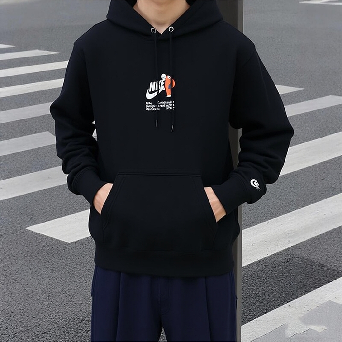 耐克官方正品黑色连帽卫衣男外套