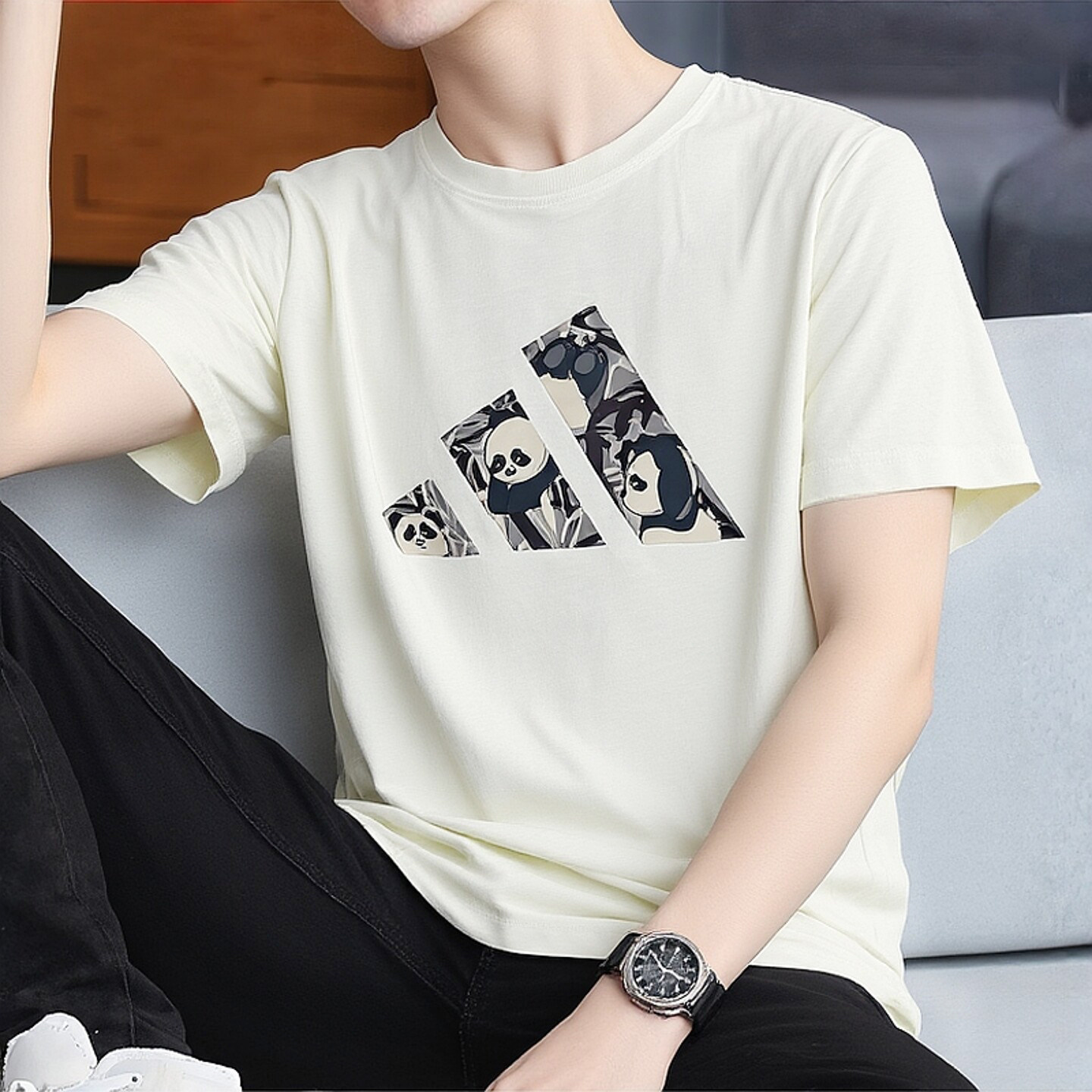 阿迪达斯白t恤男装2026夏季新款纯棉上衣休闲宽松运动服圆领短袖