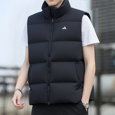 阿迪达斯加厚防风男羽绒背心冬季立领宽松运动服休闲羽绒服马甲