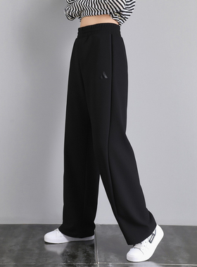 阿迪达斯女裤春季运动休闲直筒卫裤宽松长裤针织垂感阔腿裤JZ1582