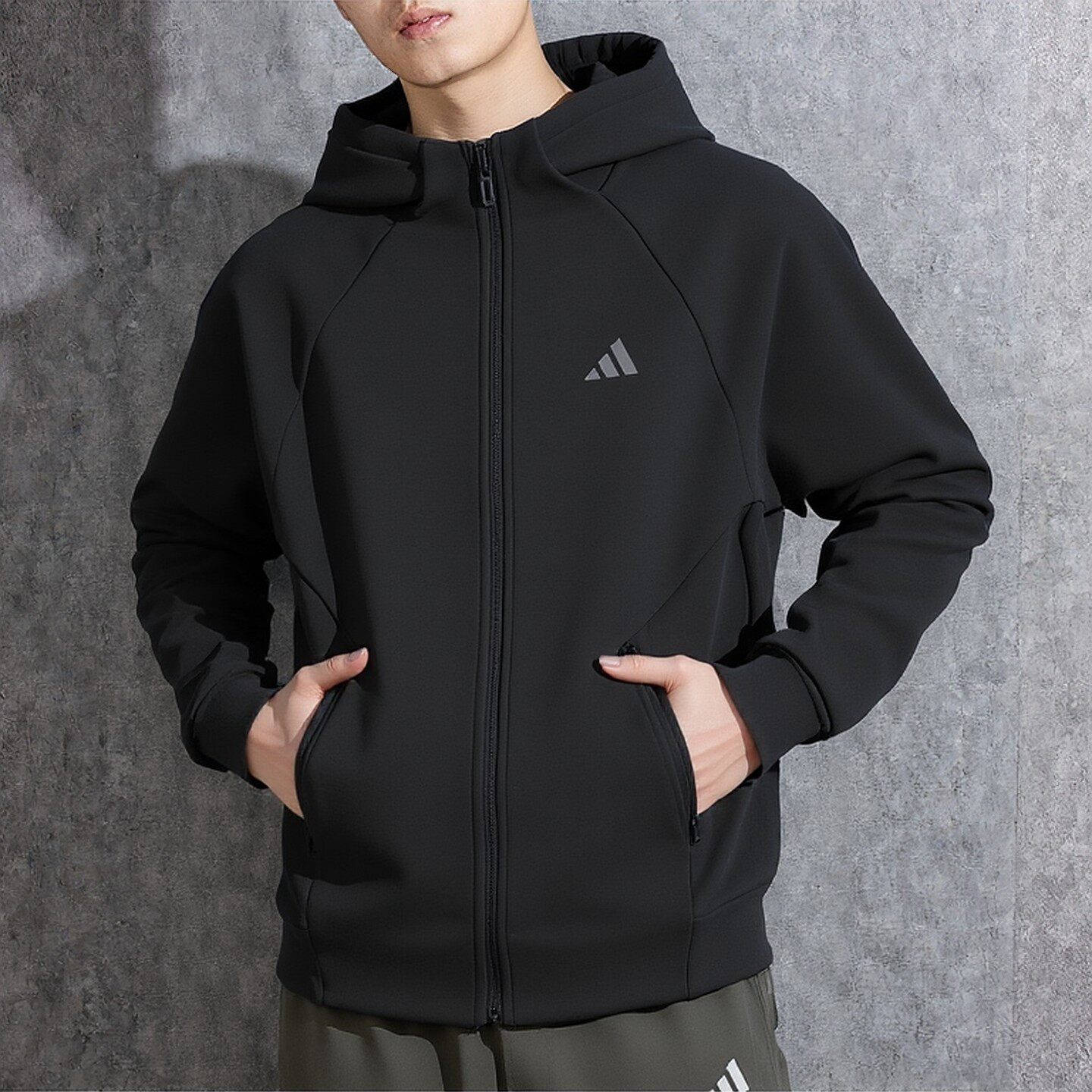 阿迪达斯外套男装春季新款运动服针织加厚防风上衣连帽训练夹克