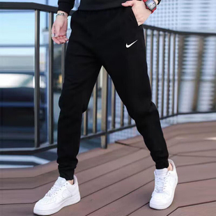 束脚裤 保暖男裤 新款 黑色加绒长裤 小脚运动裤 子正品 卫裤 Nike耐克裤