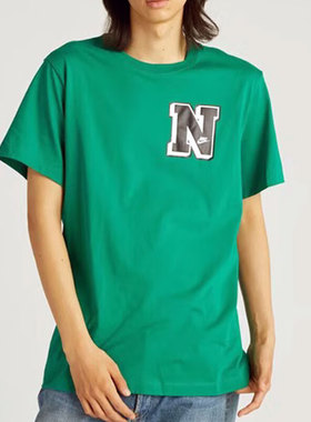 Nike耐克新款男士绿色短袖户外跑步运动T恤正品纯棉透气五分袖潮