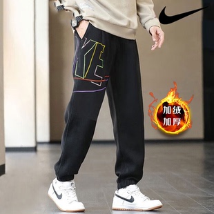 新款 男裤 束脚卫裤 Nike耐克裤 休闲裤 冬季 保暖运动裤 子大标加绒长裤