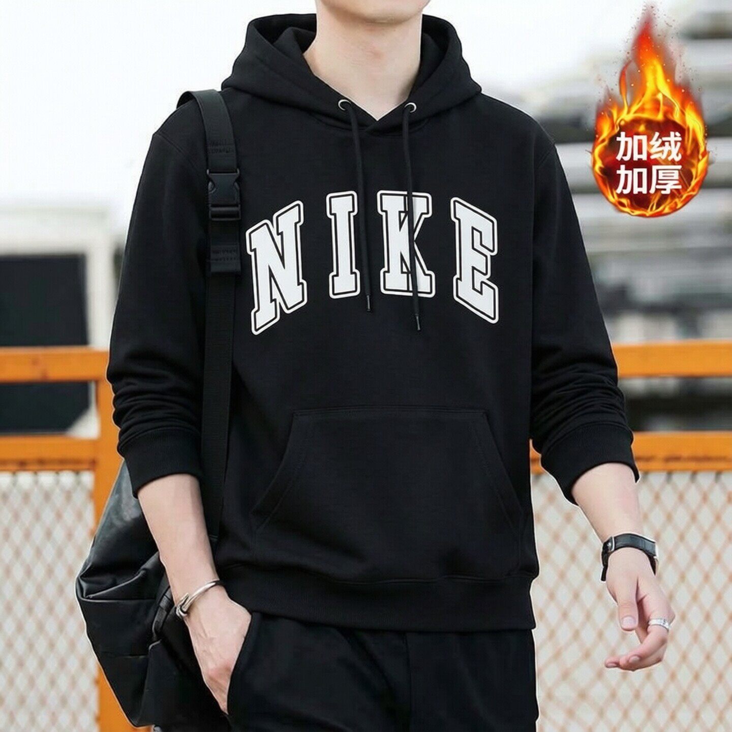 Nike耐克2026年新款加绒卫衣美式复古上衣厚款连帽外套男子运动装