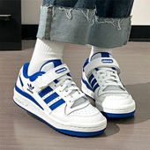 阿迪达斯三叶草女鞋 蓝色复古FORUM篮球大童低帮休闲板鞋 秋季 新款