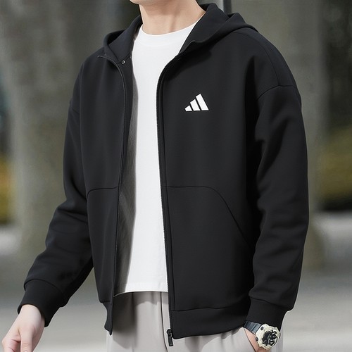 阿迪达斯外套男秋季新款针织运动服连帽宽松篮球宽松男士休闲夹克