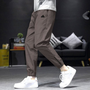 阿迪达斯薄款裤子男夏季新款束脚运动快干冰丝透气夏凉裤男士长裤