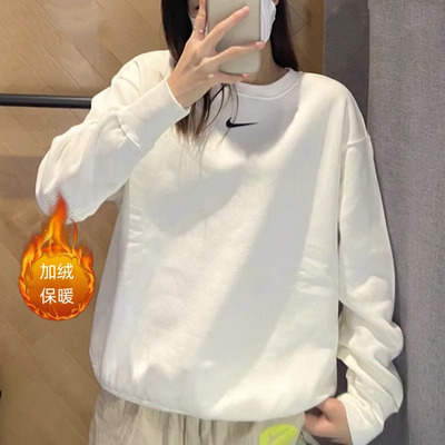 耐克运动加绒卫衣女圆领防风保暖