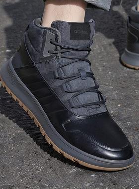 阿迪达斯男鞋冬季新款复古缓震休闲耐磨篮球加厚保暖高帮鞋EE9706