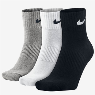 Nike袜子经典新款三双装男女袜休闲春秋中筒纯色篮球运动袜SX4706