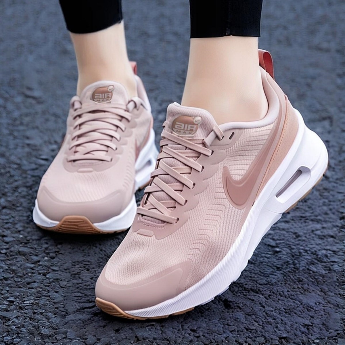 粉色运动鞋Nike耐克鞋子正品气垫女鞋春季新款跑步鞋厚底健身网鞋