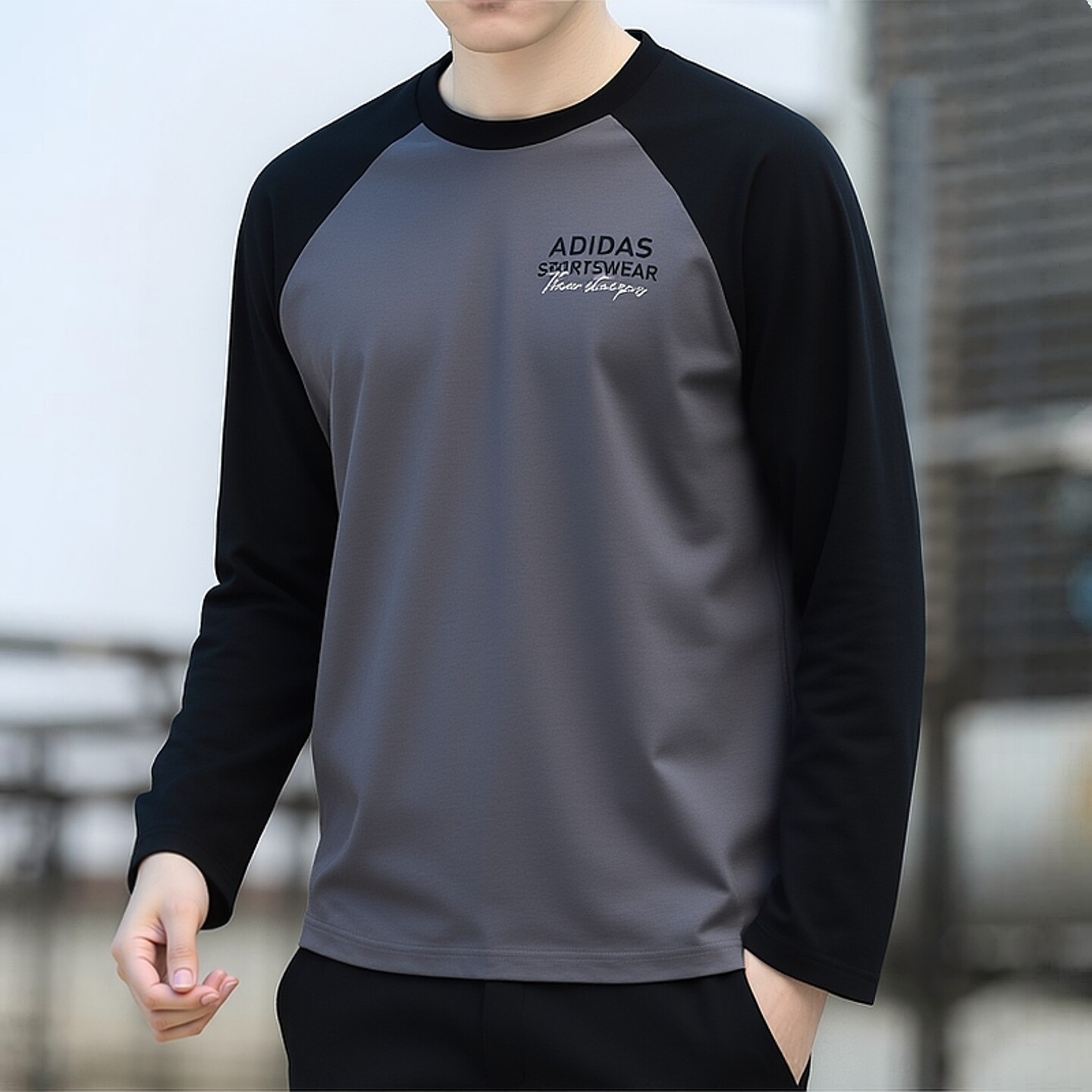阿迪达斯撞色拼接内搭打底衫春秋美式休闲宽松插肩运动长袖t恤男,运动服/休闲服装,运动T恤,淘宝优惠券,粉丝福利购,淘宝优惠卷