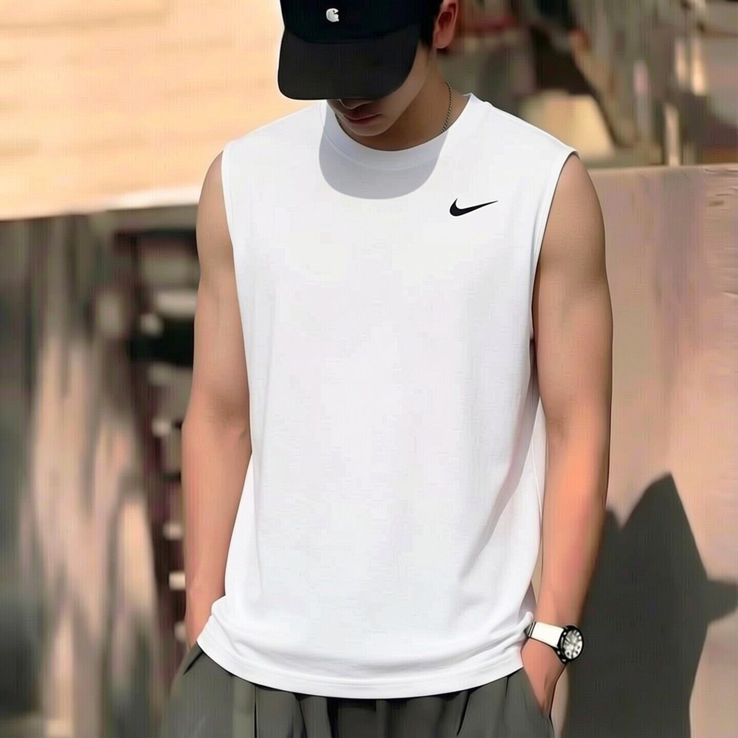 Nike耐克简约小标T恤男子速干薄背心新款跑步运动上衣透气训练服