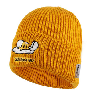 阿迪达斯女帽子冬新款正品可爱黄色运动帽懒蛋蛋针织帽骑行帽子男