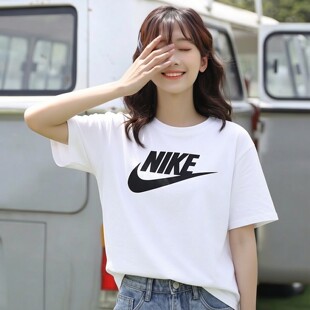 Nike耐克大logo印花短袖女子纯棉T恤夏季新款运动上衣透气休闲装