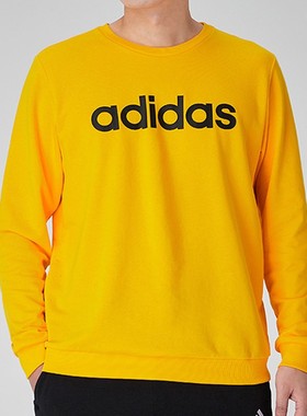 阿迪达斯黄色卫衣男装2023秋季新款针织运动休闲长袖套头衫GP4874