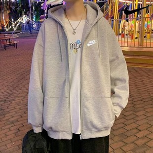 FN3885 运动装 灰色外套Nike耐克针织棉休闲上衣男子夹克套头衫 新款