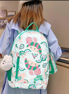 NIKE耐克双肩包绿色涂鸦潮流学生书包背包旅行运动休闲背包HM6895