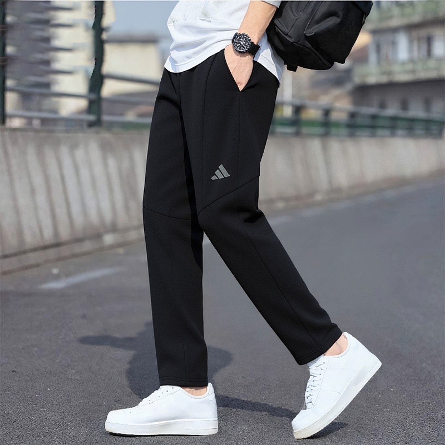 阿迪达斯太空棉运动长裤男款秋冬季健身训练裤透气针织小脚卫裤