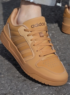 阿迪达斯男鞋冬季新款复古篮球低帮耐磨ENTRAP休闲鞋小麦色板鞋