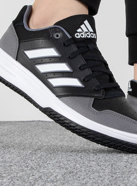 阿迪达斯男鞋黑色低帮篮球板鞋夏季新款运动鞋透气休闲鞋HQ2214