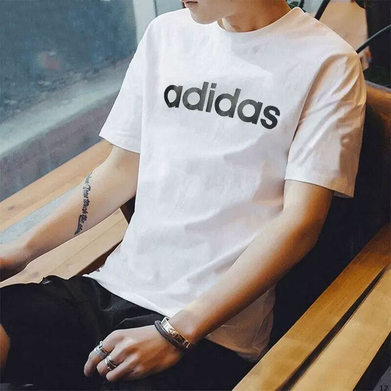 阿迪达斯男装夏季新款运动服休闲服舒适透气男士纯棉短袖T恤