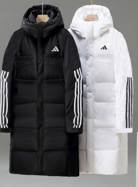 正品阿迪达斯长款羽绒服男装冬