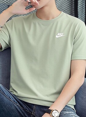 Nike耐克正品绿色短袖男子纯棉T恤夏季新款运动装透气上衣AR4999