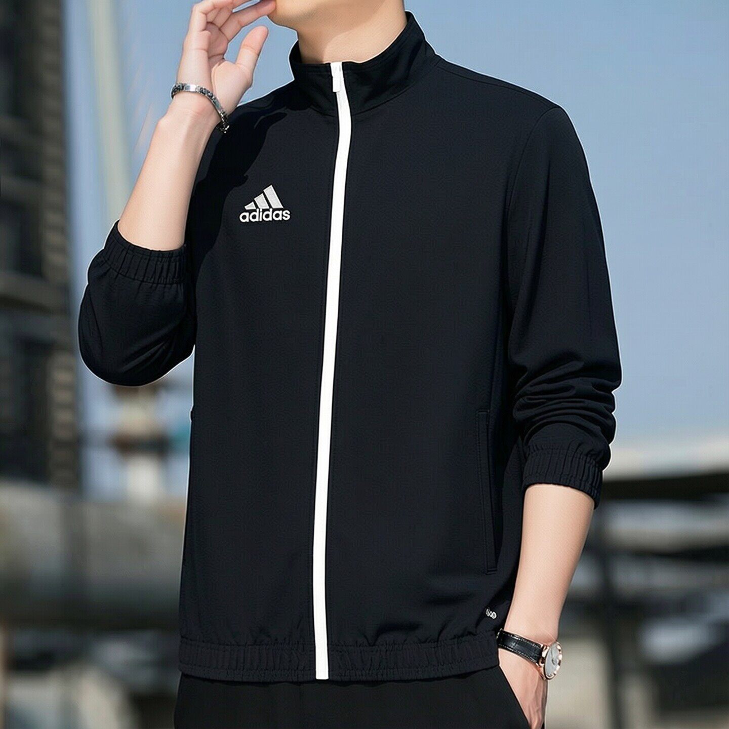 阿迪达斯外套男春季新款休闲梭织运动服上衣防风立领夹克棒球服