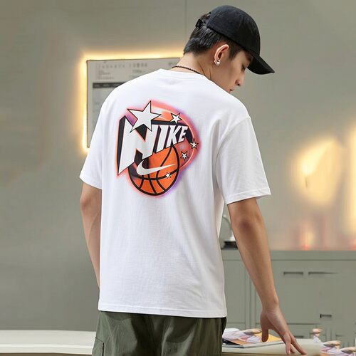 NIKE耐克男装白色短袖印花T恤26夏新款跑步休闲宽松运动服IR6282